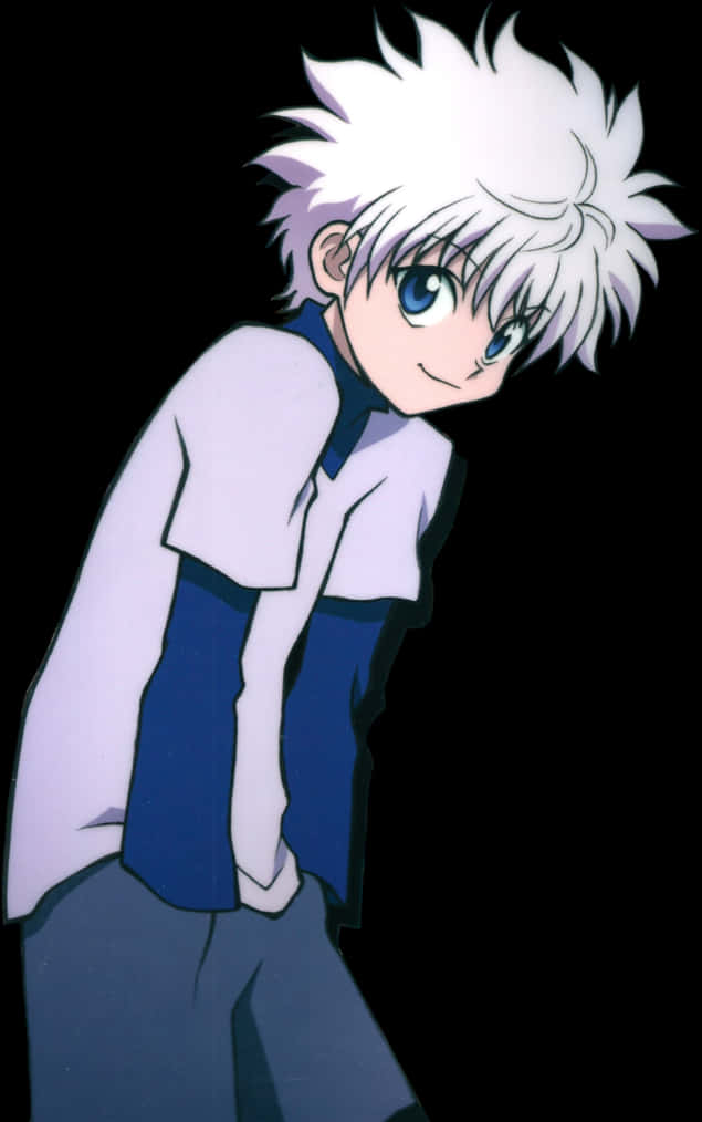 A Cartoon Of A Boy With White Hair