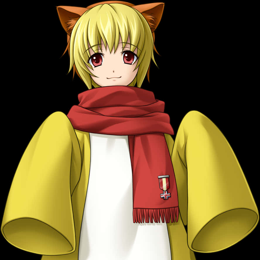 A Cartoon Of A Woman Wearing A Red Scarf And Yellow Coat
