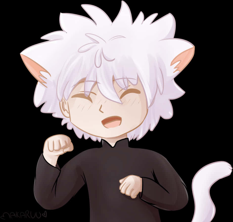 A Cartoon Of A Boy With White Hair And Ears