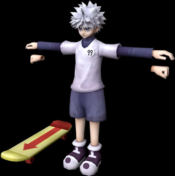 Cartoon Character With Arms Spread Out And A Skateboard