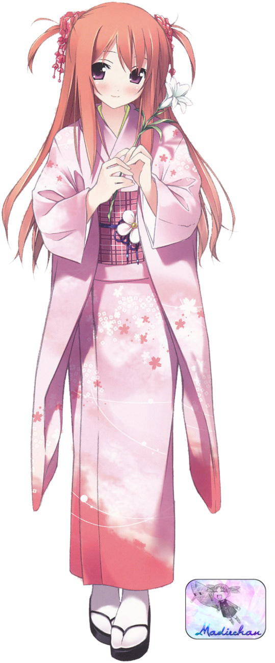 A Cartoon Of A Woman In A Pink Kimono
