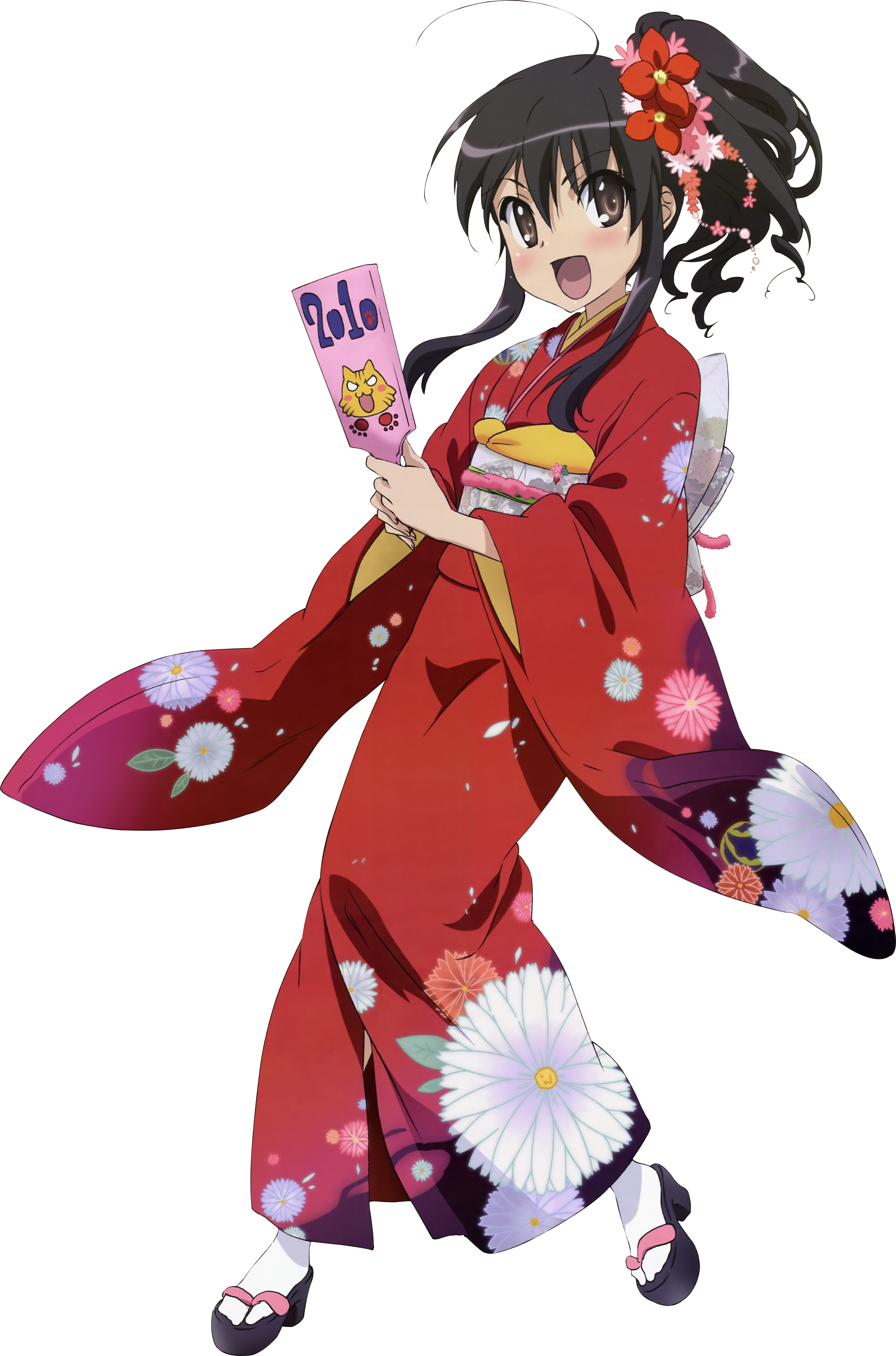 A Cartoon Of A Woman In A Kimono Holding A Fan