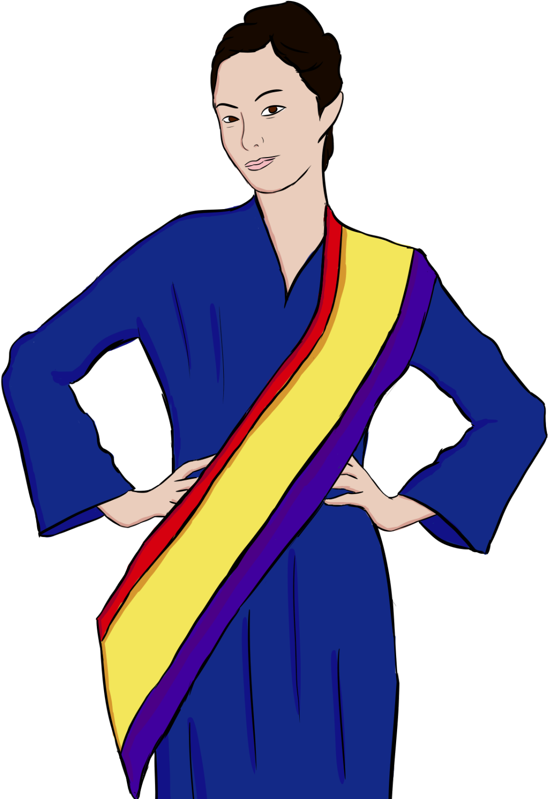 A Cartoon Of A Woman Wearing A Sash