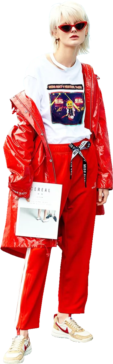 A Person In A Red Raincoat