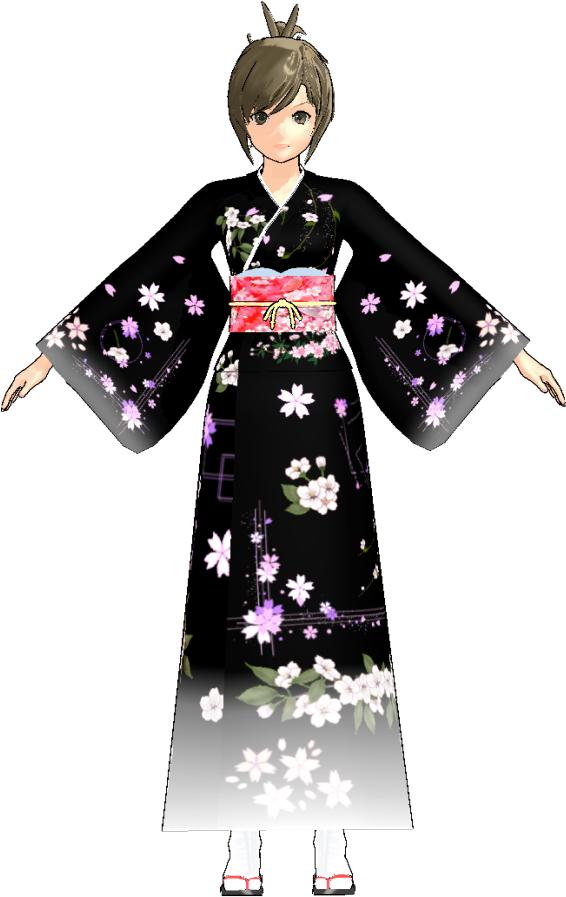 A Cartoon Of A Woman Wearing A Kimono