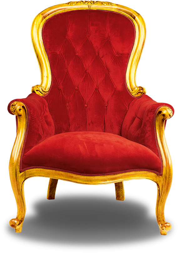 A Red And Gold Chair