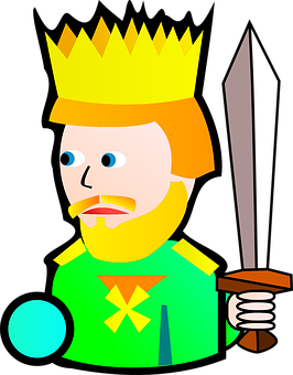 A Cartoon Of A Man Holding A Sword