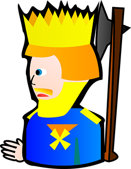A Cartoon Of A Man Wearing A Crown And A Spear