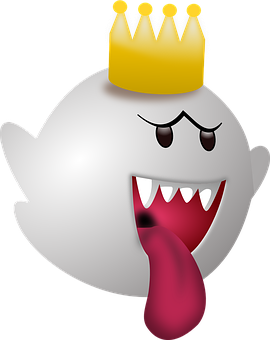 A Cartoon Character With A Crown And Tongue Sticking Out
