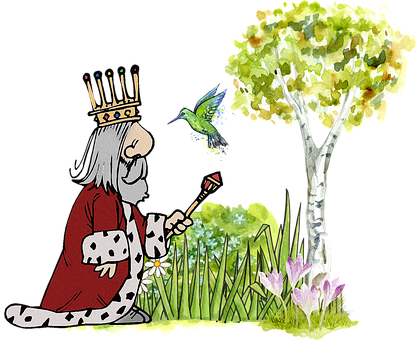 A Cartoon Of A King Holding A Wand