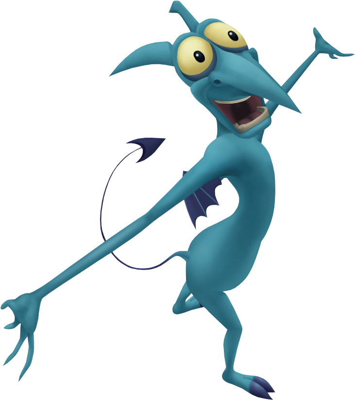 A Cartoon Character Of A Blue Devil With Wings And A Long Tail