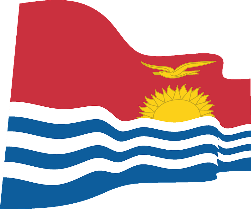 A Flag With A Bird And Waves