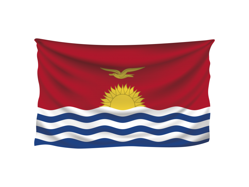 A Flag With A Bird And Waves