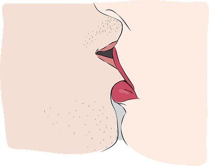 A Close Up Of A Man And Woman Kissing