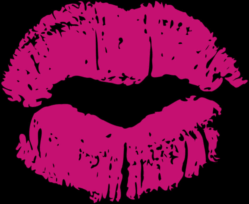 A Pink Lipstick Print On A Black Background