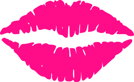 A Pink Lips On A Black Background