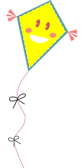 A Yellow And Purple Kite With A White Circle On It