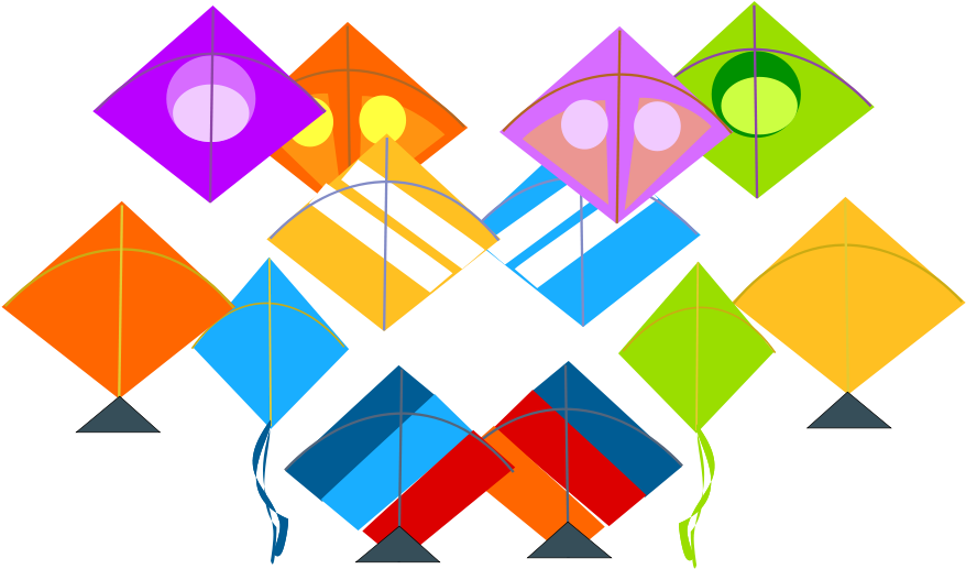 A Group Of Kites In Different Colors