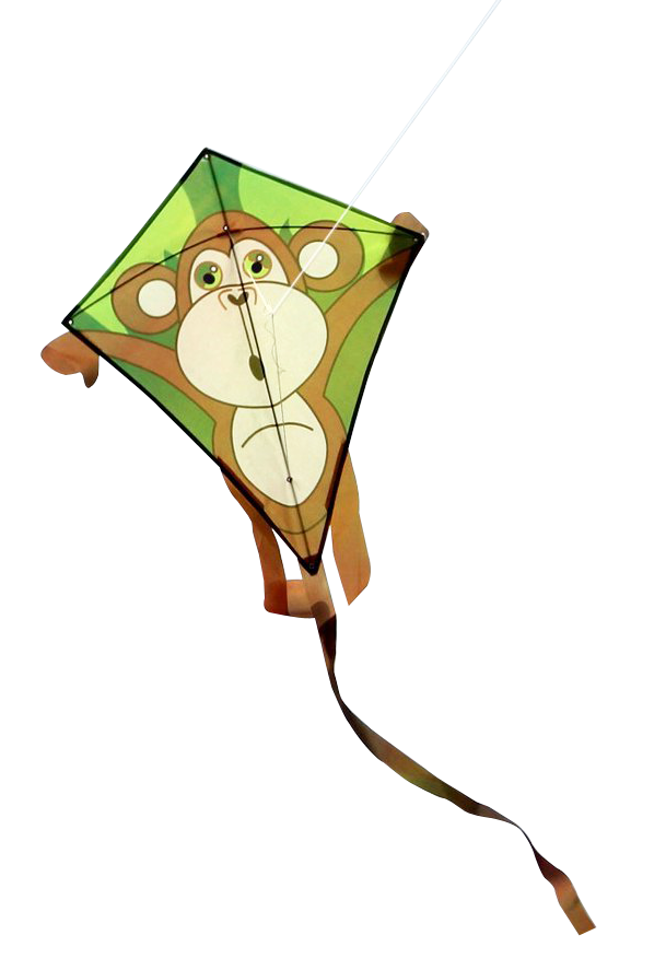 A Green And Yellow Kite With A Monkey Face On It