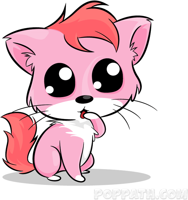 Kitten Clipart Pink - Kawaii Pink Kitten Png Transparent, Png Download