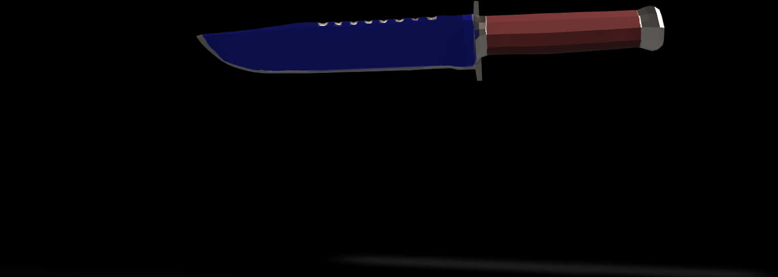 A Blue Knife With A Brown Handle