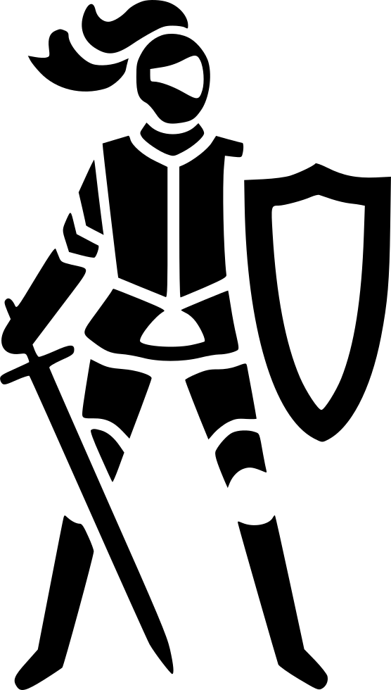A Black And White Image Of A Knight Holding A Shield