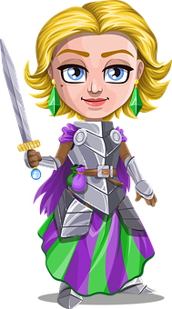 A Cartoon Of A Woman In Armor