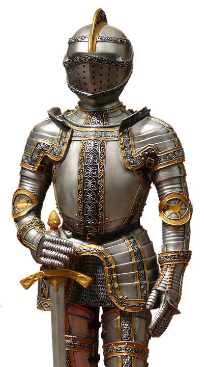 A Metal Armor With Gold Trim
