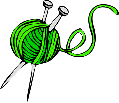 A Green Ball Of Yarn With Needles