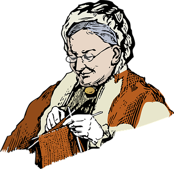 A Woman Knitting With A Scarf