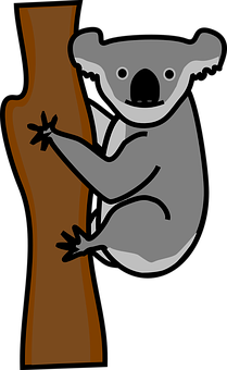 A Cartoon Of A Koala Bear Climbing A Tree