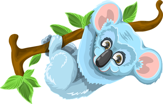 A Cartoon Koala Bear On A Tree Branch