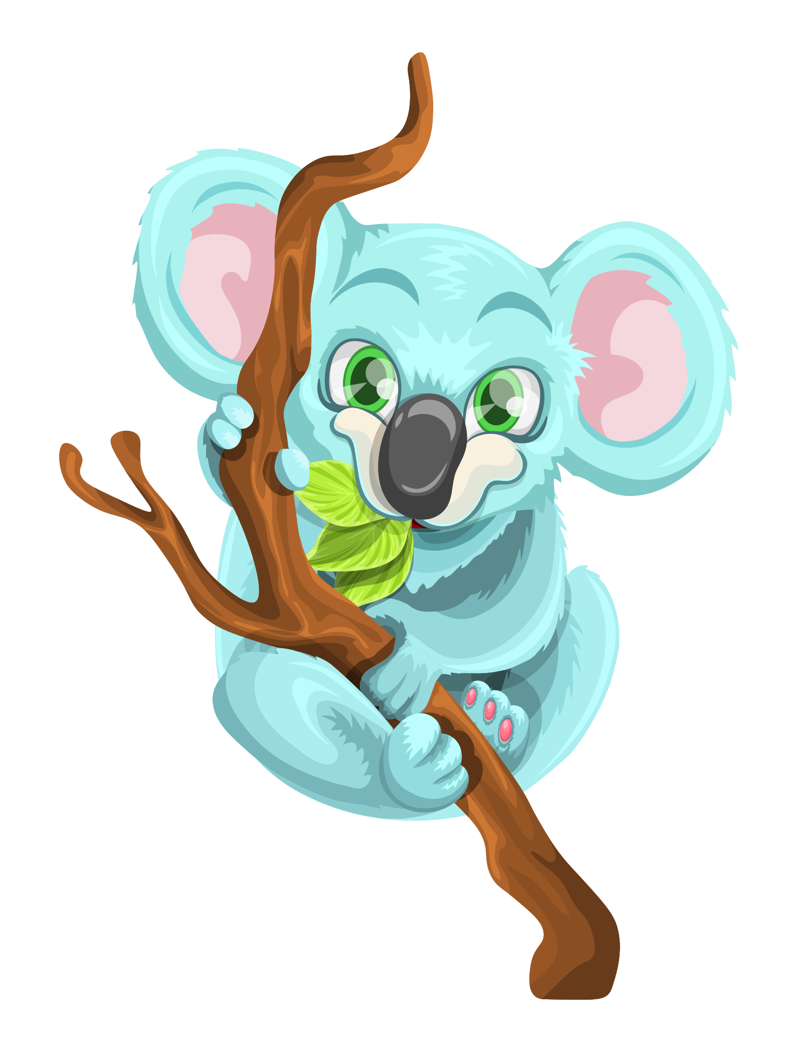 A Blue Koala Bear Holding A Branch