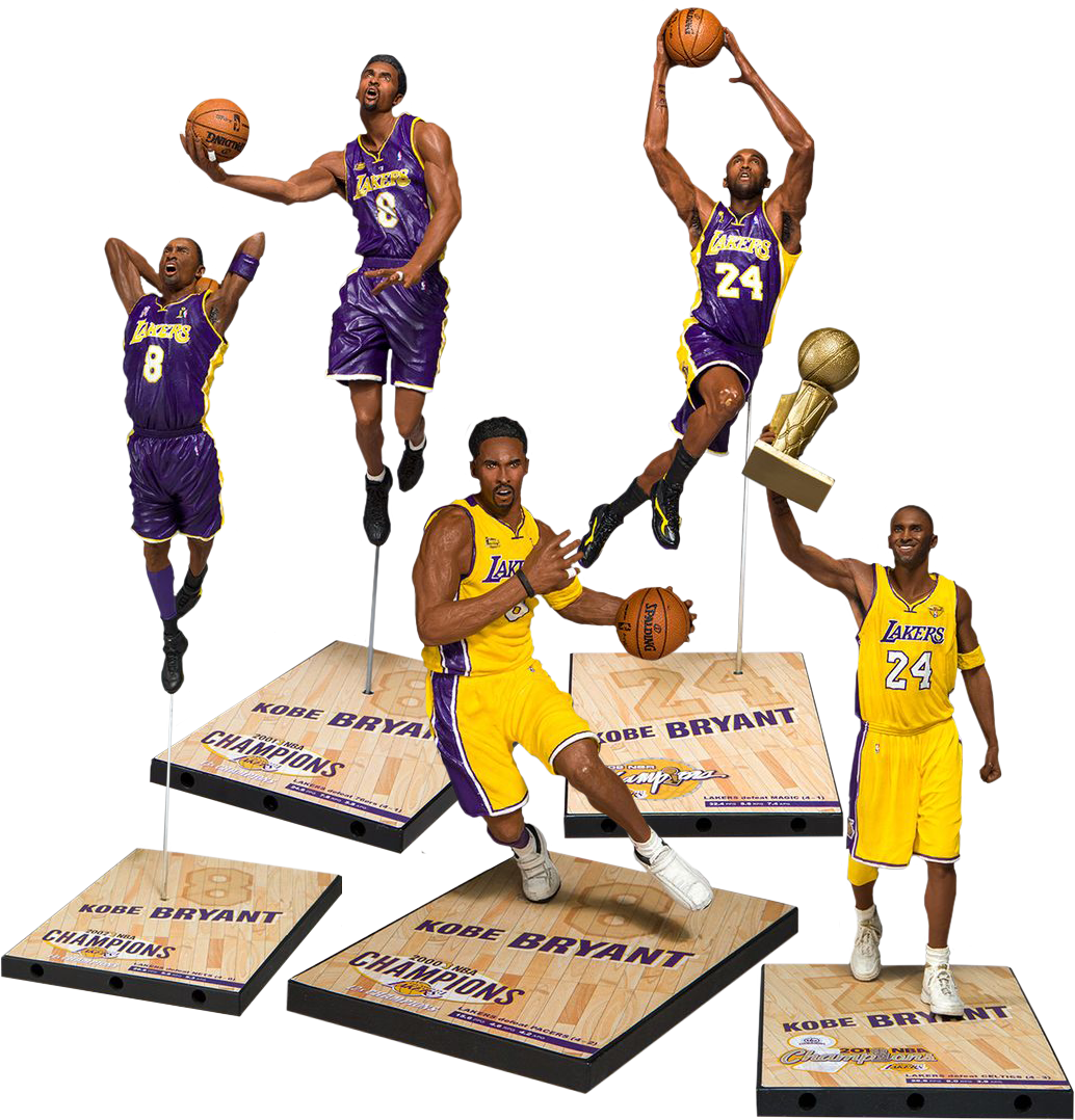 A Group Of Basketball Players On Wooden Platforms