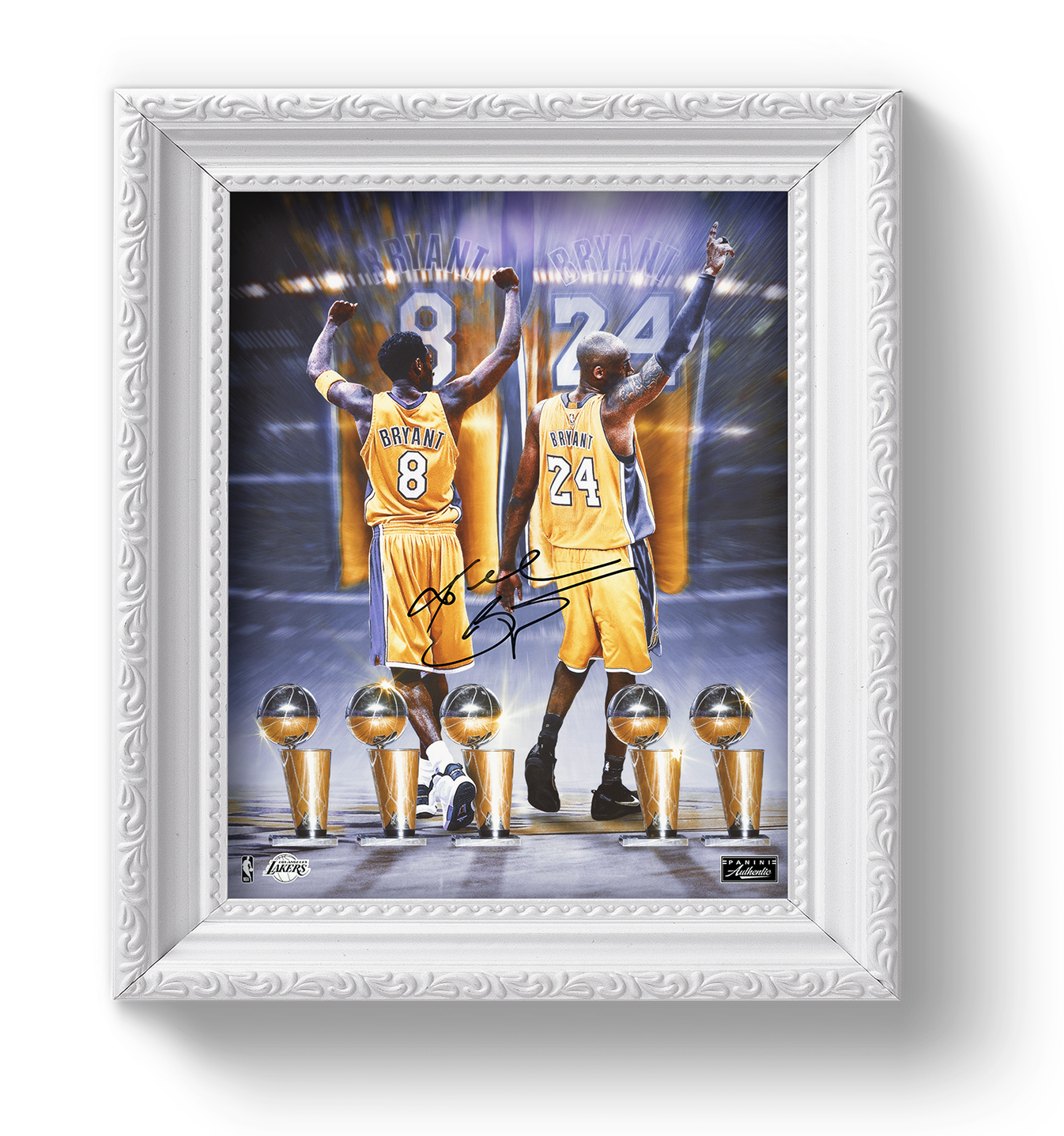 A Framed Photo Of Basketball Players Holding Trophies