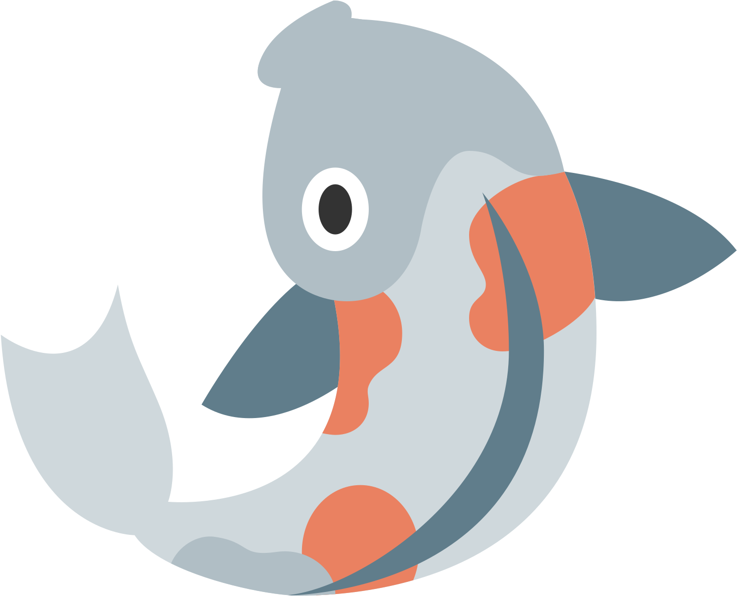 A Cartoon Fish With Orange And Grey Spots