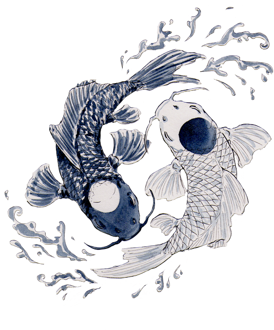 A Pair Of Fish With Water Splashes