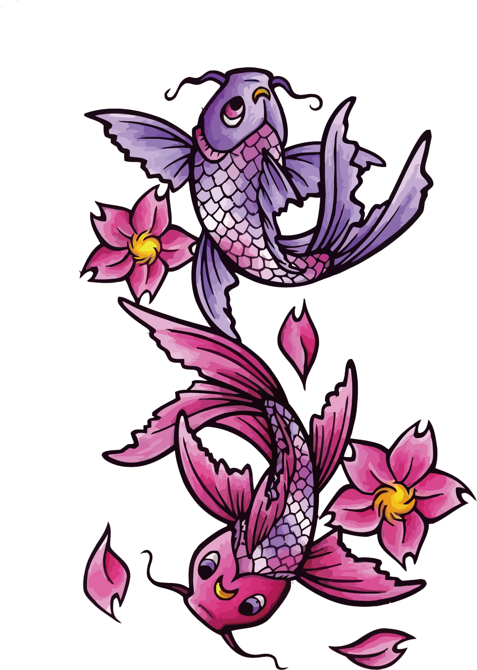 A Pink Fish With Flowers