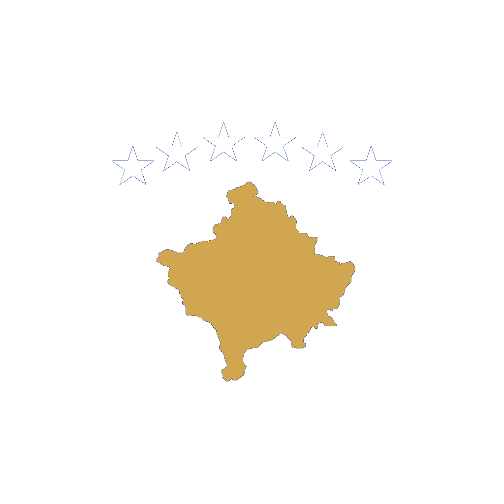 A Gold Outline Of A Map With White Stars On A Black Background