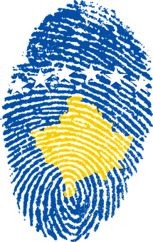 A Fingerprint With A Yellow And Blue Flag