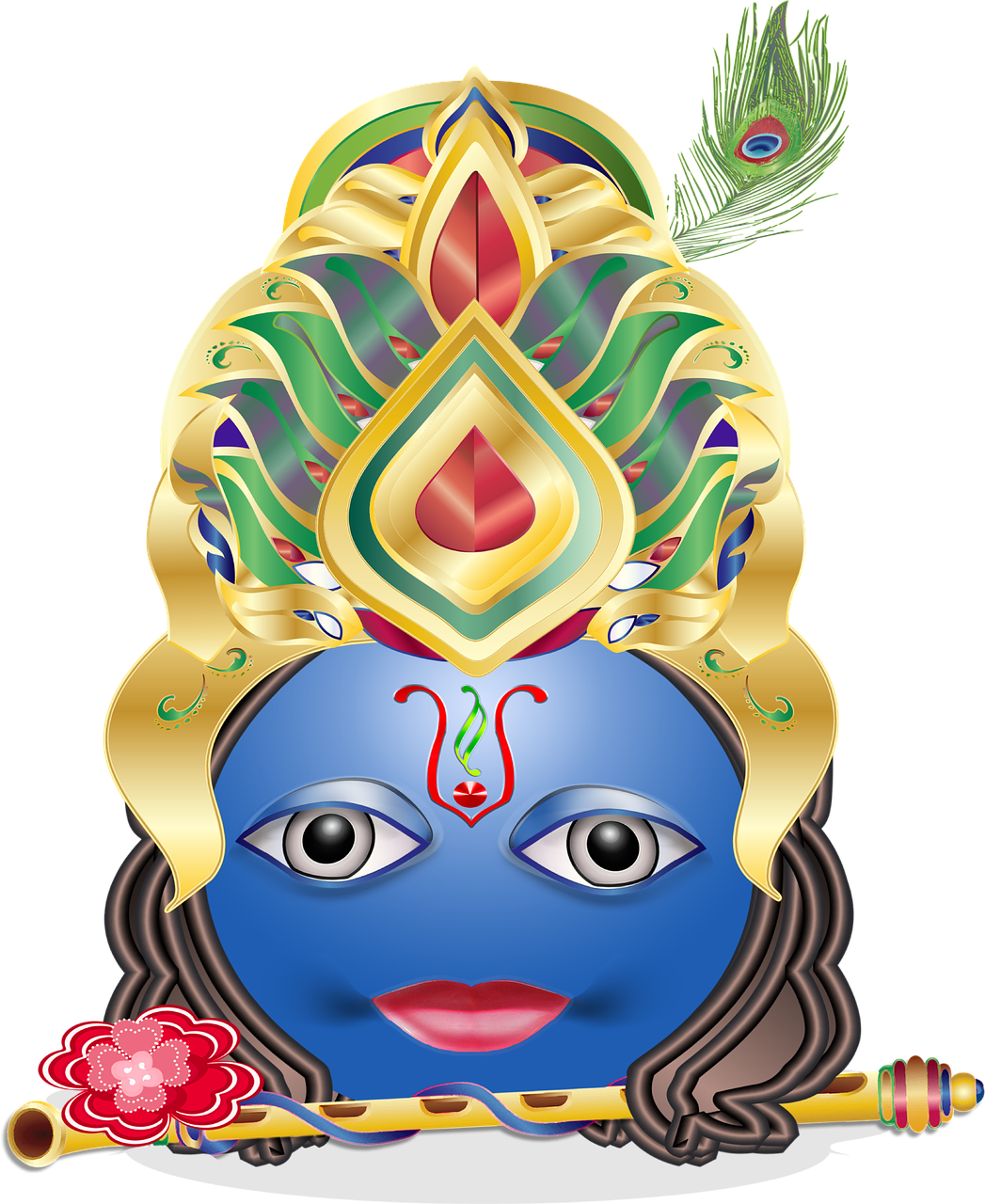 A Blue Face With A Gold Crown And A Flower