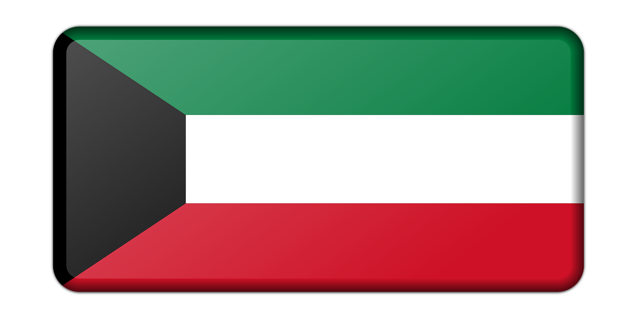 A Flag Of Kuwait With A Black Circle