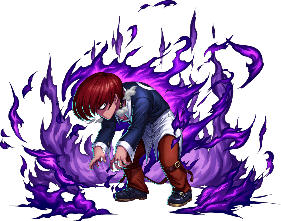 A Cartoon Character With Purple Flames