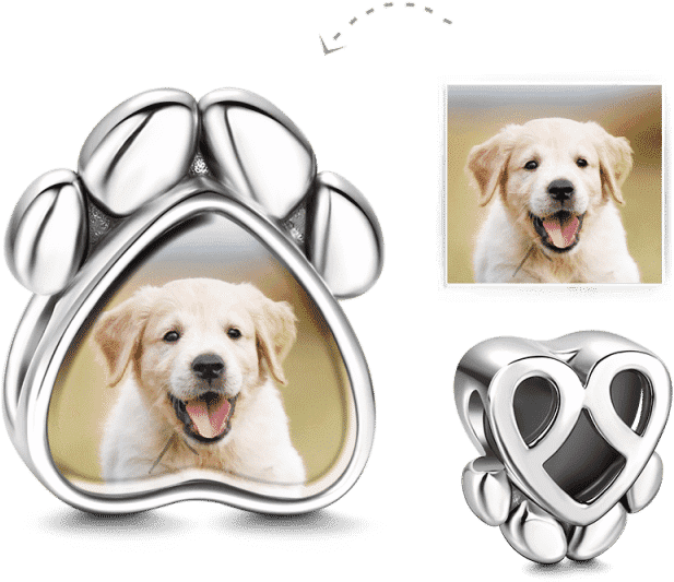 A Dog In A Paw Print Charm