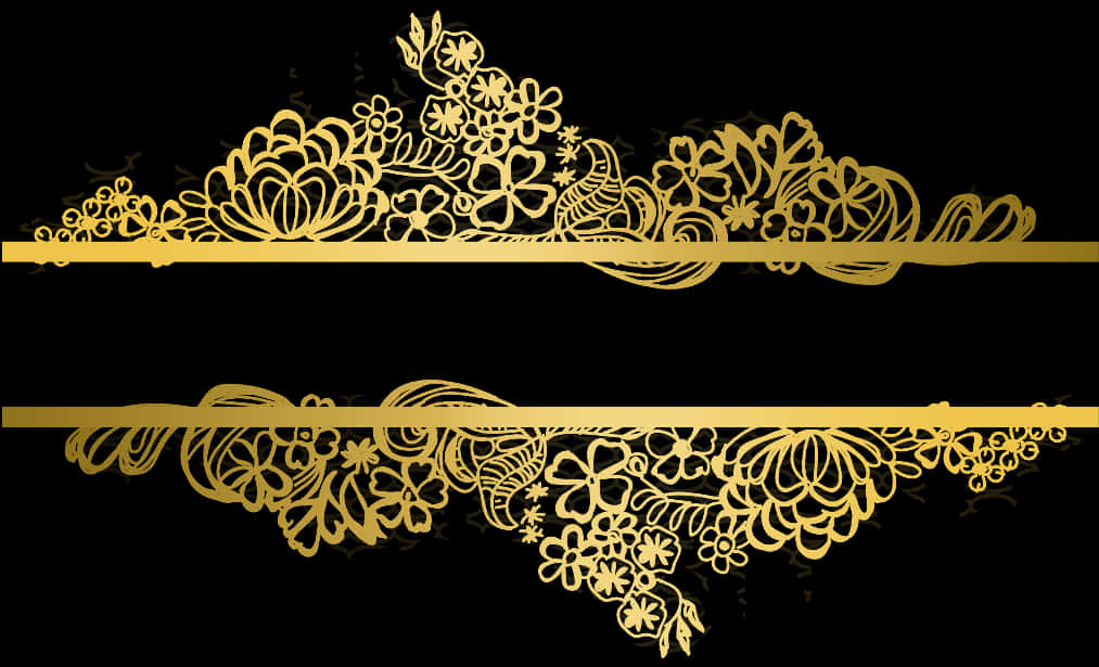A Gold Line With Flowers On It