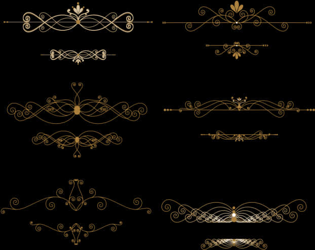 A Collection Of Gold And White Decorative Lines