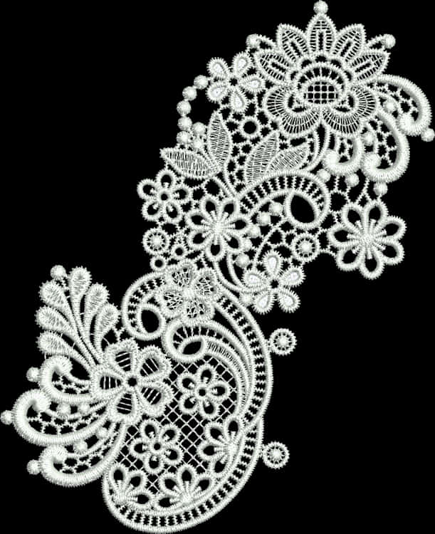 A White Lace Design On A Black Background