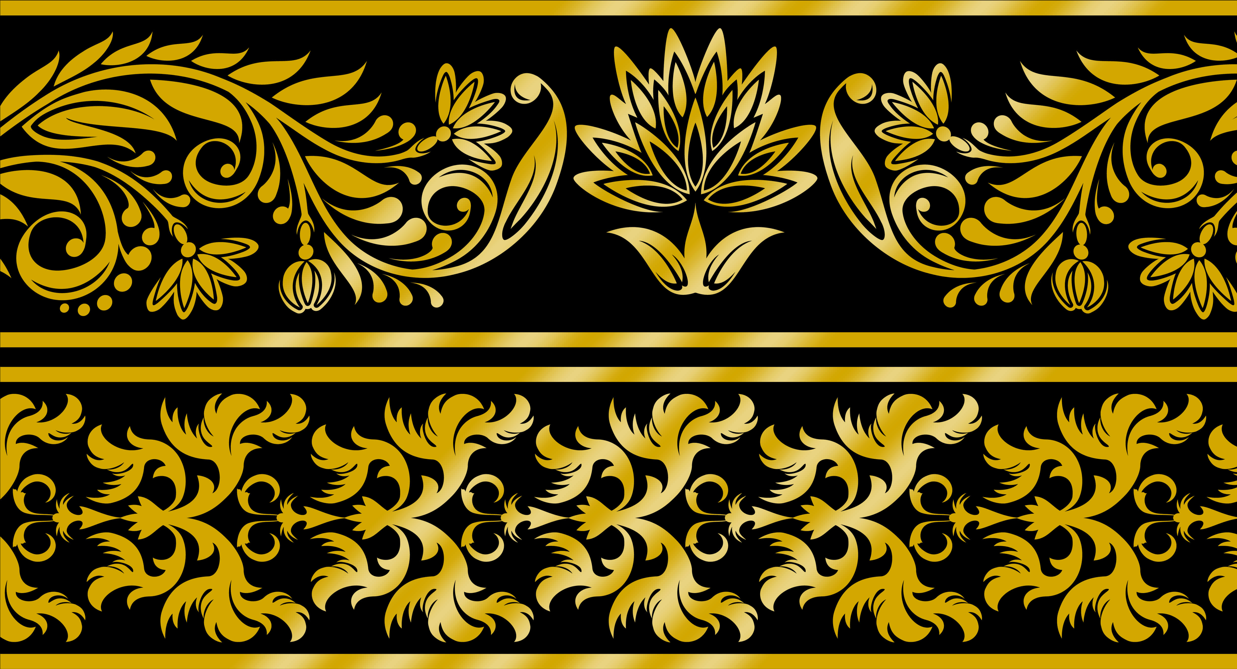 A Gold And Black Floral Design
