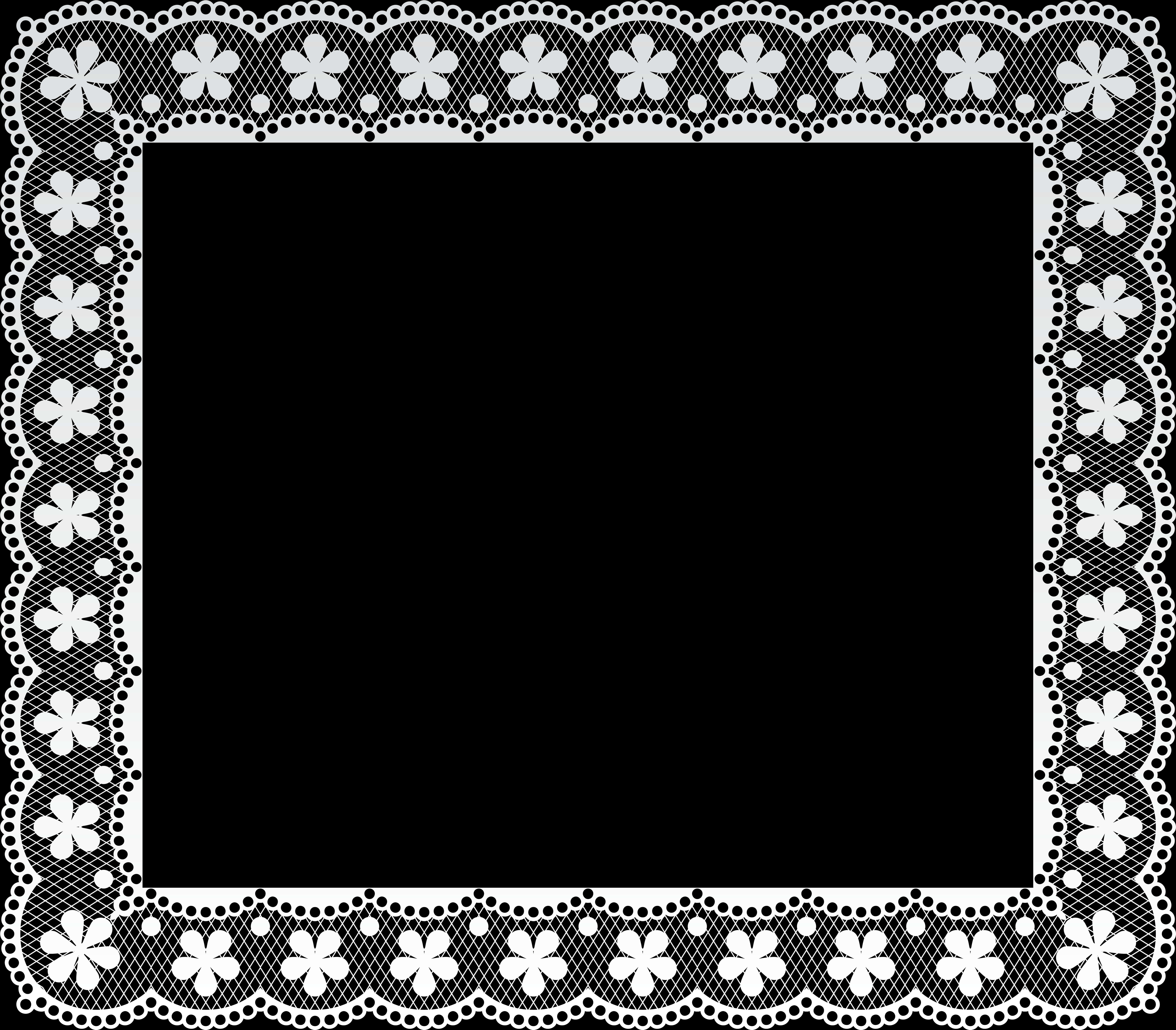 A White Lace Border On A Black Background