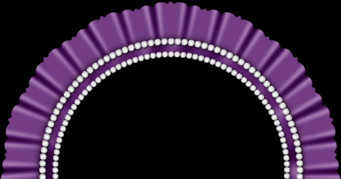 A Purple And White Ribbon With Pearls